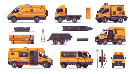Set for roadside assistance service concept. Vector illustration
