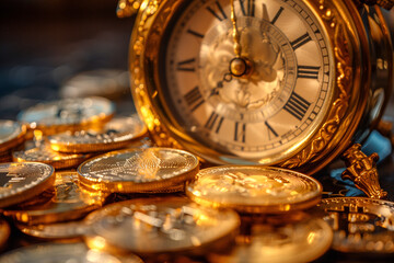 Vintage Pocket Watch with Bitcoins