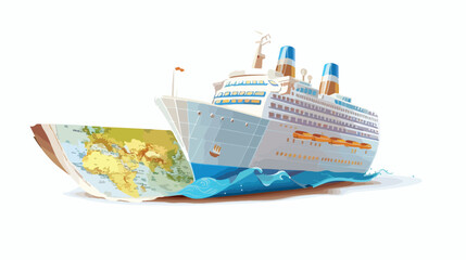 Ship cruise boat with paper map Vector illustration illustration