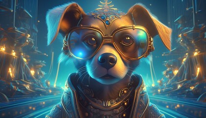 Cute dog with sunglasses  dog, vector, illustration, funny