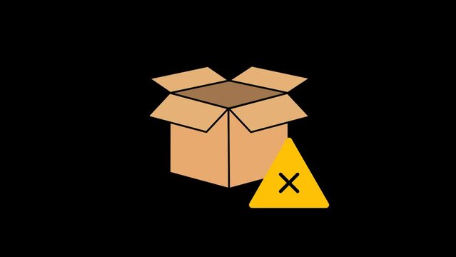 Crossmark on delivery box Animation with transparent background 