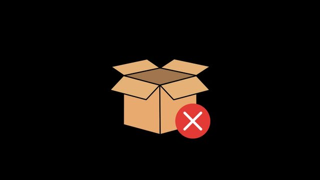 Crossmark on delivery box Animation with transparent background 