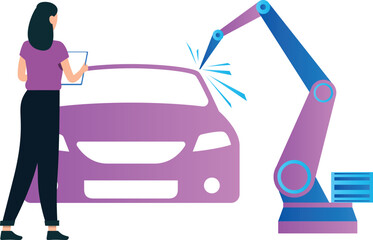 The machine is repairing the car.