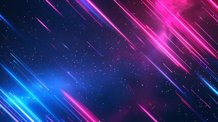 Fototapeta na wymiar Abstract background with neon blue and pink light streaks on dark night sky