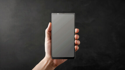 a hand showing casing a mobile empty screen mockup - obrazy, fototapety, plakaty