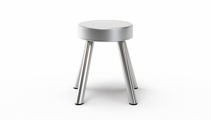 Round metal stool on a white background 3D rendering