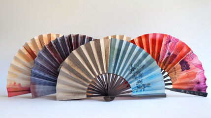 A collection of decorative paper fans, adding a touch of elegance.