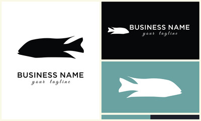 line art fish logo template