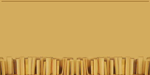 lower frame of copy-space template design as a collection of many books in shades of beige brown