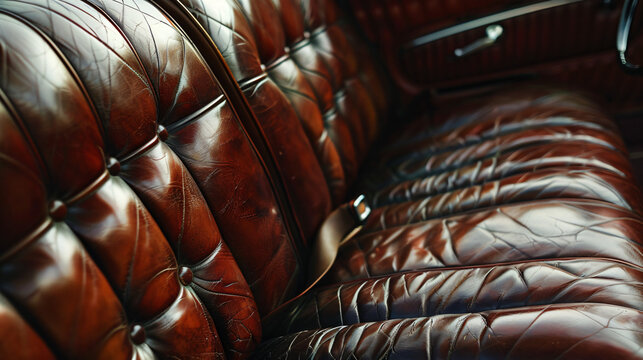 Leather interior of a classic car