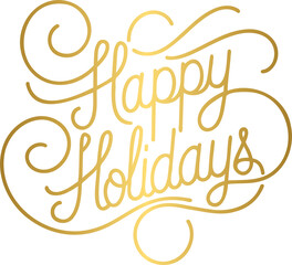 Golden happy holidays handwritten lettering, typography, calligraphy	
