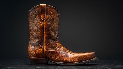 A stylish and trendy boot mockup in rich brown leather, positioned on a solid black background, highlighting its rugged charm and fashion-forward look, all captured in HD to showcase its urban appeal