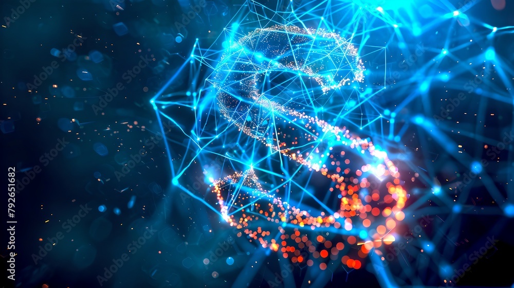 Poster vibrant digital network visualization. futuristic technology concept. abstract data stream backgroun