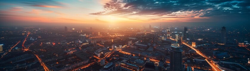 An aerial view of a large city during the day. - obrazy, fototapety, plakaty