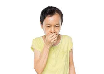 old asianwoman due to cough spread saliva