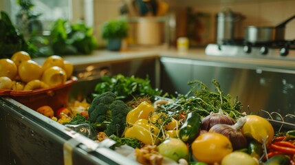 Photo of a kitchen sink full of food waste