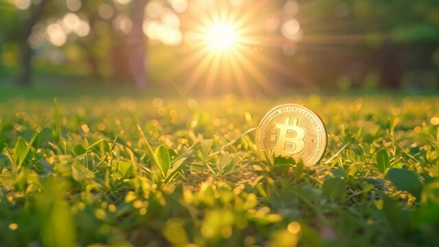 A picture of a lawn with Coins in the background, symbolizing financial growth