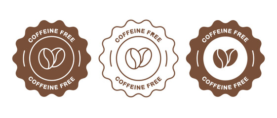 Caffeine free vector icon set. Brown coffee sign