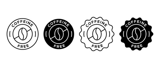 Caffeine free vector icon set. Coffee beans symbol