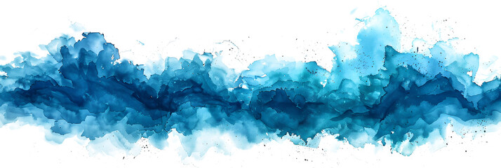 Serene turquoise watercolor paint on transparent background. - obrazy, fototapety, plakaty
