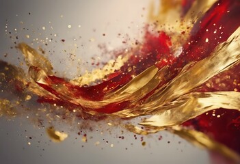 'gold background Abstract red painted'