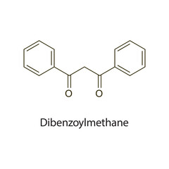 Dibenzoylmethane flat skeletal molecular structure used as Sunscreen. Vector illustration scientific diagram.