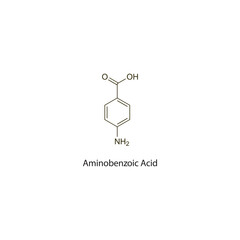 Aminobenzoic Acid flat skeletal molecular structure used as Sunscreen. Vector illustration scientific diagram.