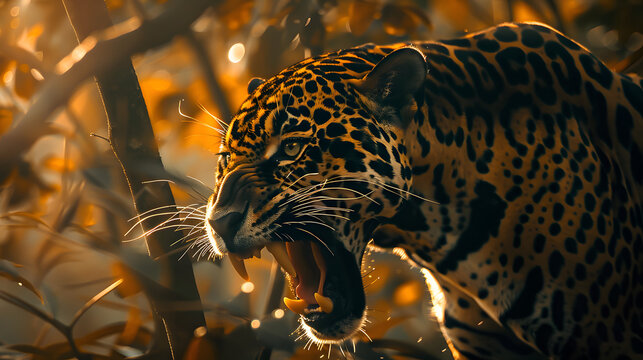  a angry jaguar biting