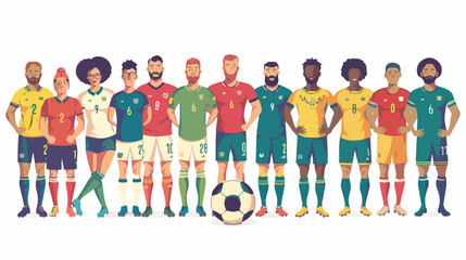 Vector illustration of soccer players team group isolated
