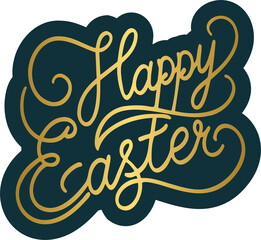 Golden happy easter handwritten lettering, typography, calligraphy	