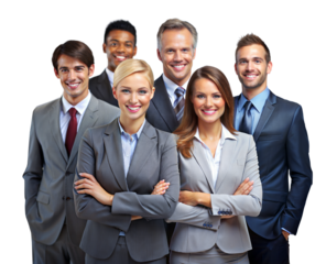 Diverse team of professionals standing confidently together