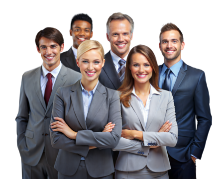 Diverse team of professionals standing confidently together