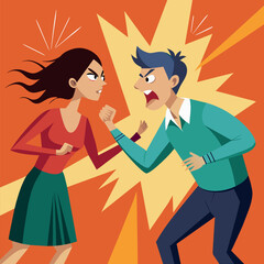 Clash of Emotions: An Illustration Depicting a Fighting Couple, love, fight, illustration