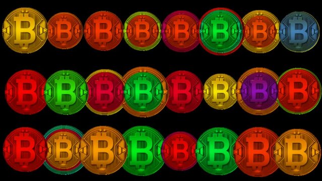 Bitcoin Cryptocurre icon set on black backround