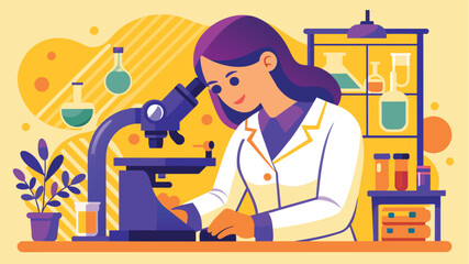 Precision in Practice: A Female Doctor's Exploration in the Laboratory, illustration, doctor, female, lab, science