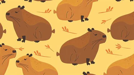 seamless pattern with Cute capybara