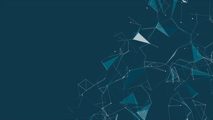 Abstract digital connection moving dots and lines. Technology background. Network connection structure. Digital background. Colored polygonal space. 3D Vector illustration.