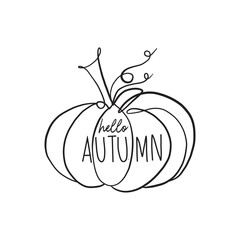 pumpkin with Hello Autumn writing text - 792664036