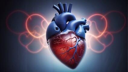  model of human heart on digital background - 792665251