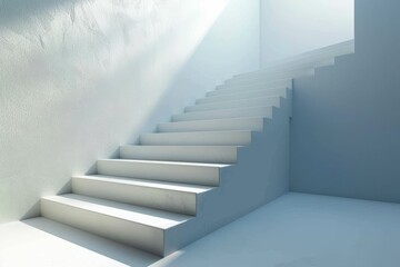 Pastel-hued abstract stairs under a bright sky, casting soft shadows. Beautiful simple AI generated image in 4K, unique.