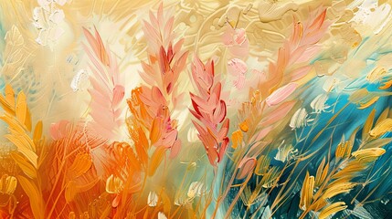 Brush painting depicting flowers on a light background. The concept of abstract natural painting. - obrazy, fototapety, plakaty
