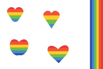 set of colorful hearts for pride month. vector illustration