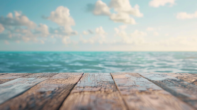 wooden pier on the sea background