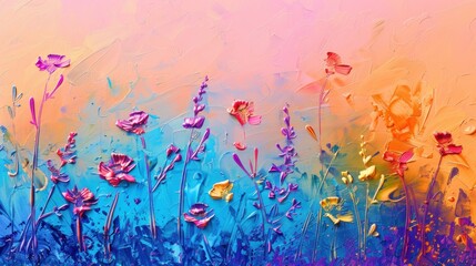 Whimsical Wildflower Symphony in Vibrant Brush Strokes - Generative AI