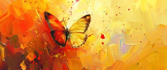 Whimsical Butterfly Dance on Oil-Painted Canvas - Generative AI