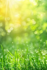 Radiant Dawn Sparkles on Dew-Soaked Grass, a Fresh Start - Generative AI