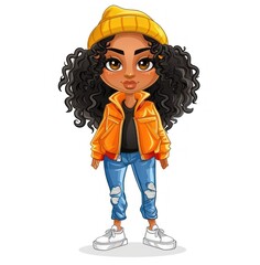 Fashionable Cartoon Character with Chic Style and Confident Smile - Generative AI