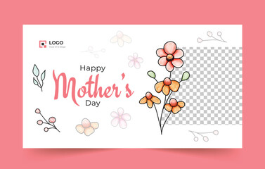 Mother's day social media cover banner with flowers
