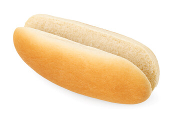 One fresh hot dog bun isolated on white