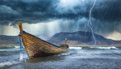 Boat on a Lake in Galilee during a Storm.
Matthew 8. 